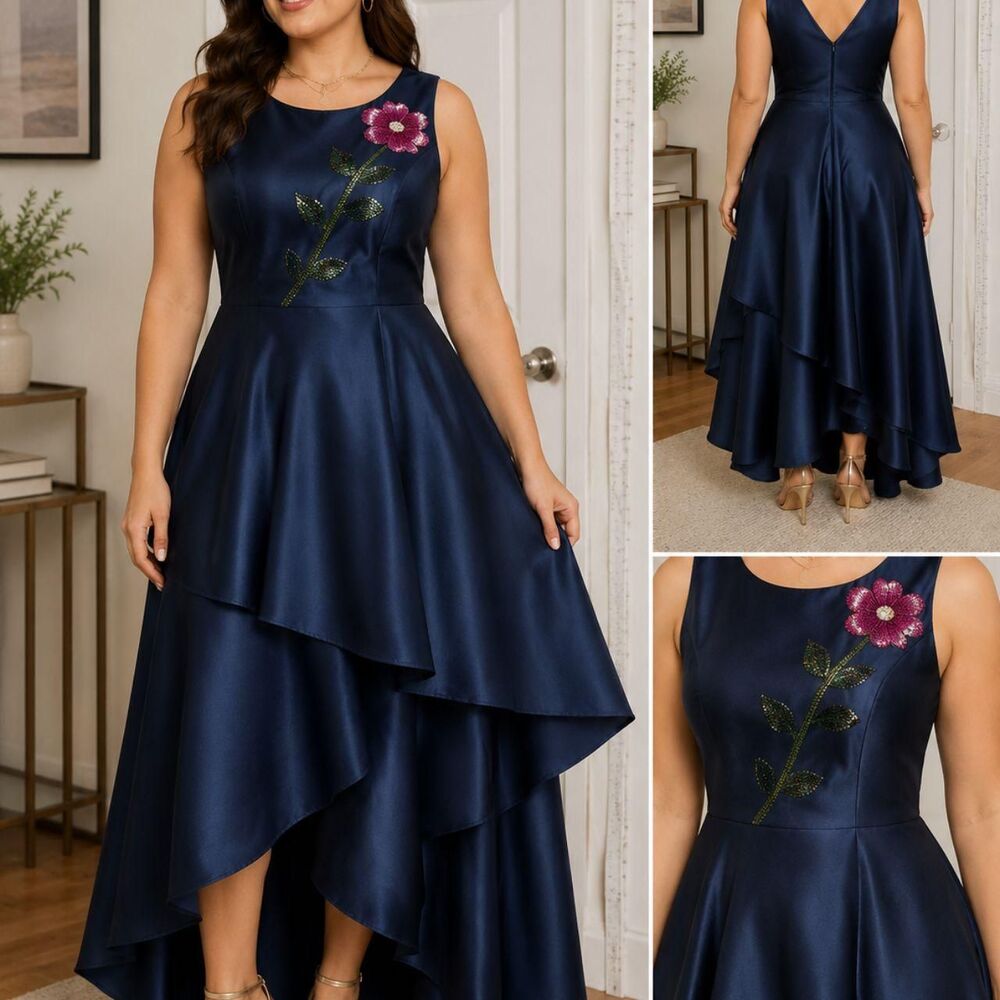 Alfred-sung Women's Navy and Blue Dress